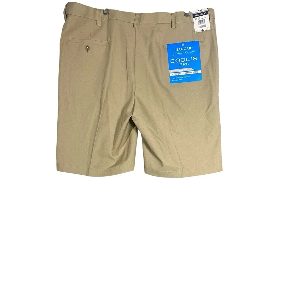 Haggar Mens Big & Tall Cool 18 Pro Shorts in Khaki Size‎ 40W